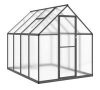 vidaXL Serre avec Cadre de Base Anthracite 224x169x195 cm Aluminium, Serre en Polycarbonate, Serre de Bricolage, Grande Serre, Serre portative