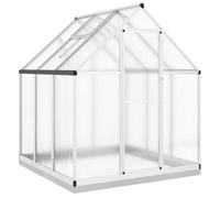 vidaXL Serre avec Cadre de Base argenté 169x169x202 cm Aluminium, Serre en Polycarbonate, Serre de Bricolage, abri de Serre, Serre portative