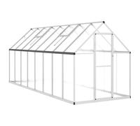 vidaXL Serre en aluminium 445 x 169 x 195 cm avec cadre de base argenté