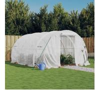 vidaXL Serre avec cadre en acier blanc 12 m² 4x3x2 m, polytunnel, serre à cadre froid, serre pour tomate, serre de jardin, 3188050