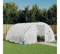vidaXL Serre avec cadre en acier blanc 16 m² 4x4x2 m, polytunnel, serre à cadre froid, serre pour tomate, serre de jardin, 3188072 Blanc G