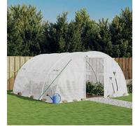 vidaXL Serre avec cadre en acier blanc 16 m² 4x4x2 m, polytunnel, serre à cadre froid, serre pour tomate, serre de jardin, 3188072