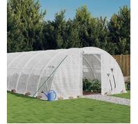vidaXL Serre avec cadre en acier blanc 32 m² 8x4x2 m, polytunnel, serre à cadre froid, serre pour tomate, serre de jardin, 3188074