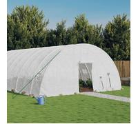 vidaXL Serre avec cadre en acier blanc 60 m² 10x6x2,85 m, polytunnel, serre à cadre froid, serre pour tomate, serre de 3188119