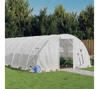 vidaXL Serre avec cadre en acier blanc 64 m² 16x4x2 m, polytunnel, serre à cadre froid, serre pour tomate, serre de jardin, 3188078 Blanc G