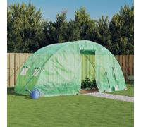 vidaXL Serre avec cadre en acier vert 10 m² 5x2x2,3 m, polytunnel, serre à cadre froid, serre pour tomate, serre de jardin, 364085
