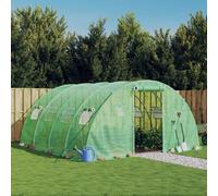 vidaXL Serre avec cadre en acier vert 16 m² 4x4x2 m, polytunnel, serre à cadre froid, serre pour tomate, serre de jardin, 3188061
