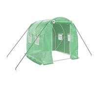 vidaXL Serre avec cadre en acier vert 4 m² 2x2x2 m, polytunnel, serre à cadre froid, serre pour tomate, serre de jardin, 364073