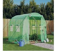 vidaXL Serre avec cadre en acier vert 4 m² 2x2x2 m, polytunnel, serre à cadre froid, serre pour tomate, serre de jardin, 364073