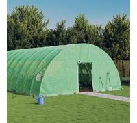 vidaXL Serre avec cadre en acier vert 48 m² 8x6x2,85 m, polytunnel, serre à cadre froid, serre pour tomate, serre de jardin,