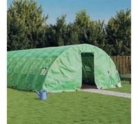 vidaXL Serre avec cadre en acier vert 80 m² 16x5x2,3 m, polytunnel, serre à cadre froid, serre pour tomate, serre de jardin, 3188089 Vert G