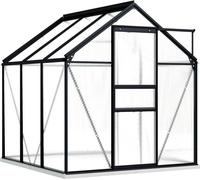 vidaXL Serre avec fondations Anthracite Aluminium 3,61 m²