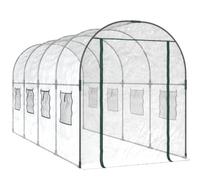 vidaXL Serre Transparent 160x400x190 cm PVC et Acier Enduit de Poudre, Serre de Culture, Serre extérieure, Serre avec Porte à Fermeture éclair