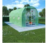 vidaXL Serre Tente Abri Plantes Serre à Fleurs Serre à Plantes Serre de Jardin Serre d'Extérieur 9 m² Vert Tissu PE 4,5x2x2 48165