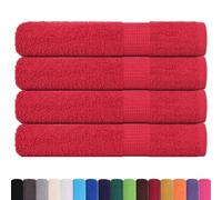 vidaXL Serviettes 4 pcs Rouge 100x200 cm 360 g/m² 100% Coton, Serviette de Plage, Serviette d'invité, Grande Serviette de Plage, Serviette de Bain