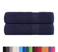 vidaXL Serviettes de Bain 2 pcs Bleu Marine 100x150 cm 100% Coton, Serviette, Ensemble de Serviettes de Bain, Serviette d'hôtel, Serviette de Douche