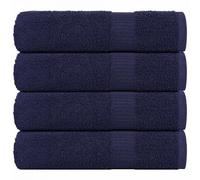 vidaXL Serviettes de Bain 4 pcs Bleu Marine 100x150 cm 100% Coton, Serviette, Ensemble de Serviettes de Bain, Serviette d'hôtel, Serviette de Douche
