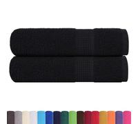 vidaXL Serviettes de Douche FROGN 2 pcs Noir 70x140 cm 360 g/m² 100% Coton, Serviette, Ensemble de Serviettes de Bain, Serviette d'hôtel, Serviette de Bain