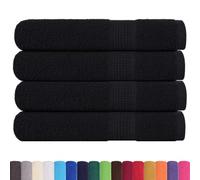 vidaXL Serviettes 4 pcs Noir 100x200 cm 360 g/m² 100% Coton, Serviette de Plage, Serviette d'invité, Grande Serviette de Plage, Serviette de Bain