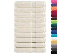 vidaXL Serviettes de Sauna de Qualité Supérieure 10 pcs, Paréos de Sauna, Draps de Bain, Serviettes de Douche Salle de Bain Toilette, Crème 600g/m²