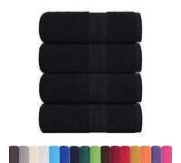vidaXL Serviettes de Toilette 4 pièces FROGN Noir 30 x 30 cm 100% Coton