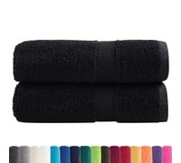 vidaXL Serviettes d'invité de Qualité Supérieure 2 pcs, Draps de Bain, Essuie-Mains, Serviette de Visage Salle de Bain, Noir 600g/m²