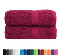 vidaXL Serviettes d'invité de Qualité Supérieure 2 pcs, Draps de Bain, Essuie-Mains, Serviette de Visage Salle de Bain, Bordeaux 600g/m²
