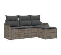 vidaXL Set 4 Pièces Canapé Jardin avec Coussins en Poly Rotin Gris