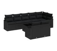 vidaXL Set Canapé Jardin 9 Pièces Coussins Beige Poly Rattan