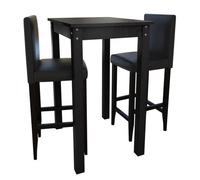 vidaXL Set de bar 160726 Table + 2 tabourets Noir