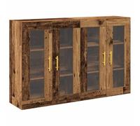 Buffet rustique - vidaXL - Chêne massif - Finition vieillie - Portes en verre - Étagères intégrées