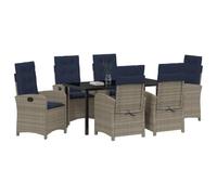 vidaXL Set de 2 chaises de Jardin inclinables en Poly Rattan Gris avec Coussins, Dossier réglable, Bleu Marine. Confort Parfait pour ta terrasse, Ton Patio, ou Ton Salon.
