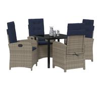 vidaXL Set de 2 chaises de Jardin Pliables en rotin Gris avec Coussins, Dossier réglable, Bleu Marine, Meuble de Jardin Comfy pour ta terrasse ou Ton Patio