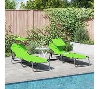Vidaxl Set De 2 Chaises Longues Pliantes Avec Auvent Vert En Tissu Oxford 600d