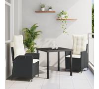 Vidaxl Set De 2 Noir Rattan Pe Moyen Accoudoirs Réglables Noir