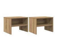 vidaXL Set de 2 Tables de Nuit en Bois d'ingénierie, Style chêne Artisan, Marron, 60 x 40 x 30 cm. Design Rustique, idéal pour Le Rangement, Tables de Nuit Modernes, Assemblage nécessaire, Forme rect