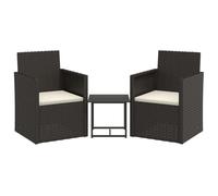vidaXL Set de 3 Canapés d'Extérieur et Coussins Table Basse Canapés de Jardin Mobilier d'Extérieur Patio Terrasse Noir Résine Tressée Noir