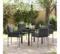 vidaXL Set de 3 Noir, Gris foncé Rattan PE Standard Robuste