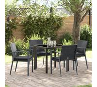 Vidaxl Set De 3 Noir Rattan Poly, Acier Taille Standard Ergonomique Noir