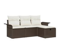 vidaXL Set de 4 pièces de canapés de Jardin avec Coussins Marron en Poly rotin