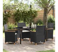 Vidaxl Set De 5 Pièces De Jardin Avec Coussins Noir En Poly Rotin Noir
