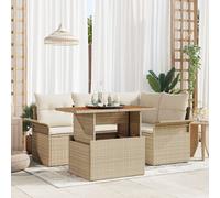 Vidaxl Set De 5 Pièces De Salle À Manger De Jardin Avec Coussins Beige Poly Rattan Acacia Beige