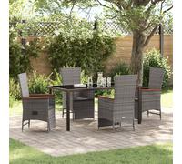 Vidaxl Set De 5 Pièces De Salle À Manger De Jardin Avec Coussins En Rattan Gris