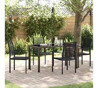 Vidaxl Set De 5 Pièces De Salle À Manger De Jardin Noir En Rotin Pvc Noir