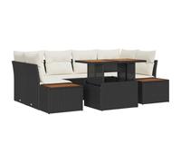 vidaXL Set de 6 Canapés de Jardin avec Coussins en Rattan Noir