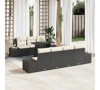 vidaXL Set de 8 Canapés de Jardin avec Coussins noirs en Poly Rattan 3349123 Gris G