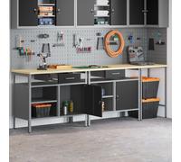 Vidaxl Set De Banc De Travail 3 Pièces En Acier Rouge