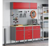 Vidaxl Set De Banc De Travail 8 Pièces En Acier Rouge