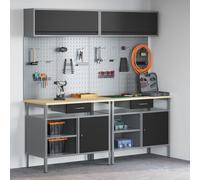 Vidaxl Set De Banc De Travail De 8 Pièces En Acier Noir