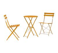 vidaXL Ensemble de bistrot Pliant 3 pièces Jaune Moutarde : Meubles d'extérieur en Acier, Table et chaises Modernes, Parfaits pour Un Balcon, Jardin ou terrasse cet été.